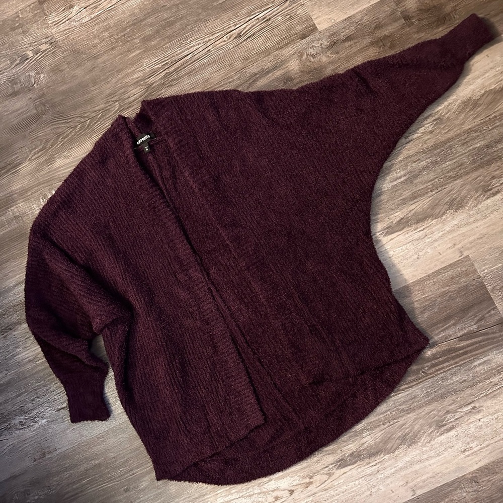 Express Fuzzy Oversized Slouchy Cocoon Open Cardi… - image 1